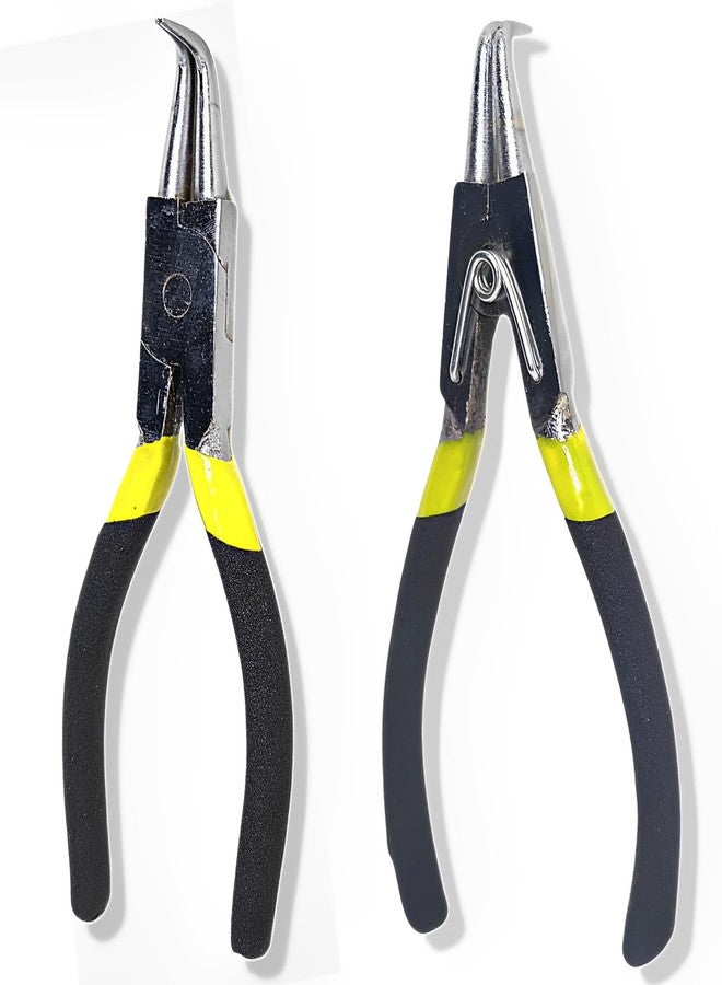 ZIODIC Internal & External Bend Nose Circlip Pliers 7 Inch Pack of 2 Pieces, Circlip plier set (Bend Circlip internal & external)